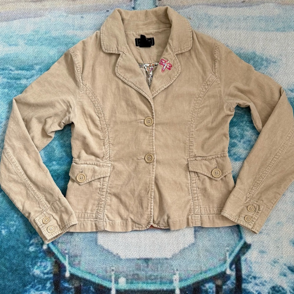 Route 66 Girls Tan Corduroy Blazer Jacket 100% Cotton Size 14/16